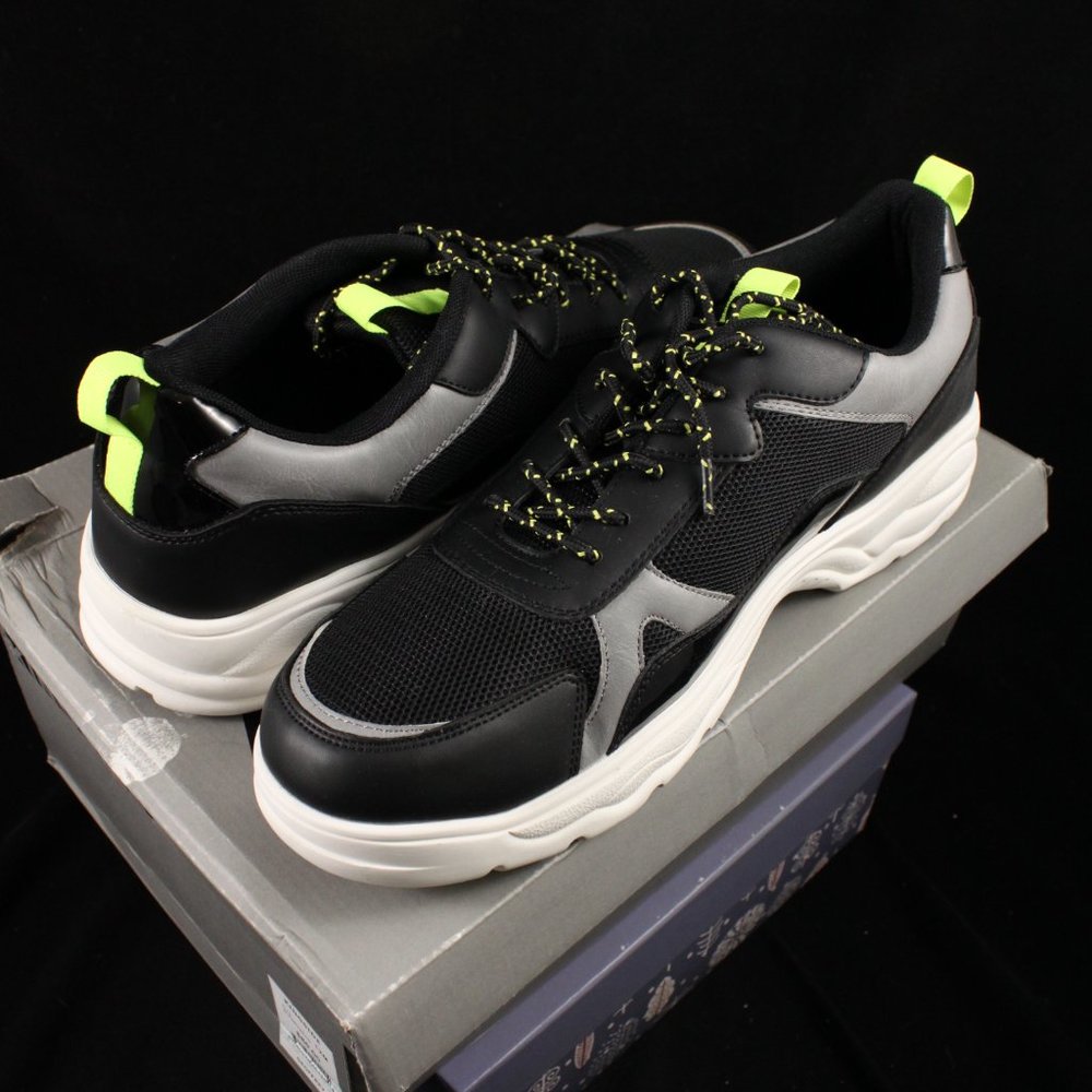 KINGSIDE Geoffrey Lace Up Round Toe Sneaker Shoes black/grey Men Size 12 M